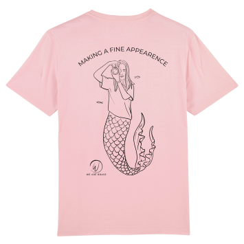Roze T-shirt met een fotograferende zeemeermin voor We are Brave productions