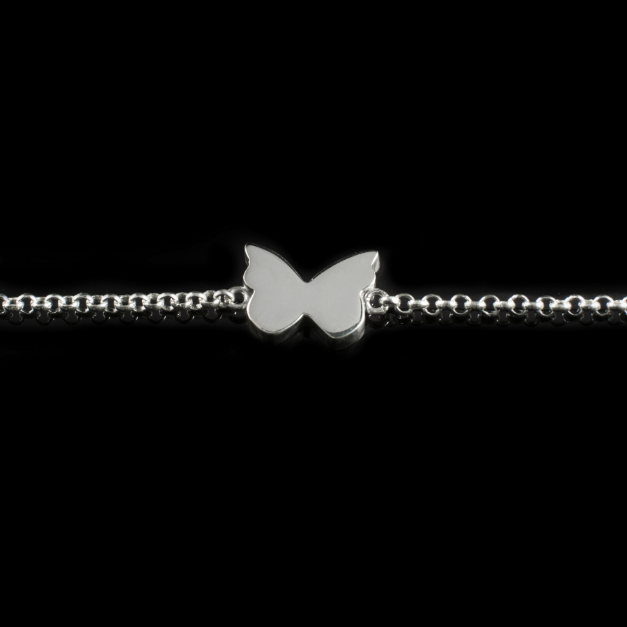 zilveren jasseron armband met vlinder hanger