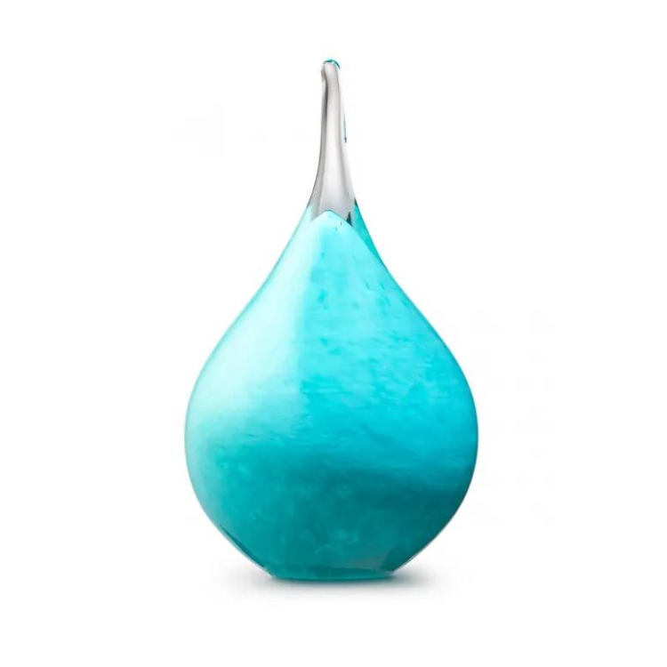 Druppel urn van glas Turquoise-Opaak