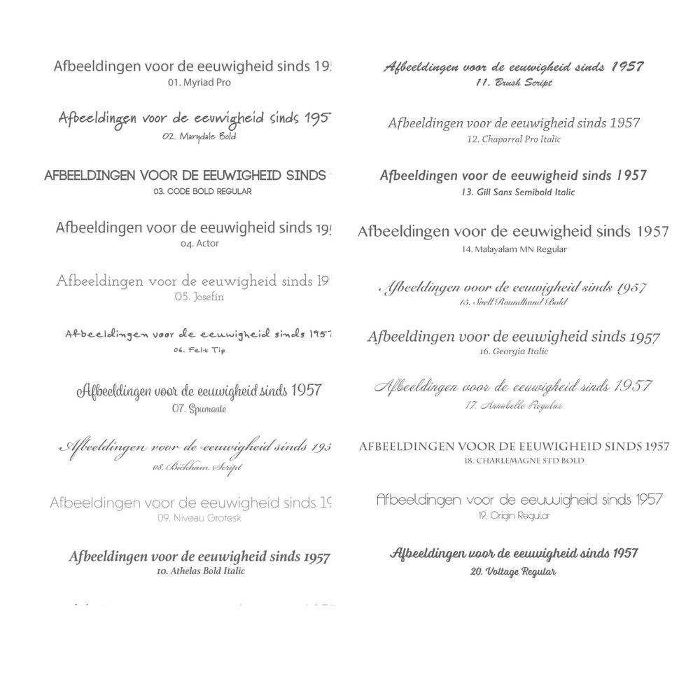 beschikbare lettertypes