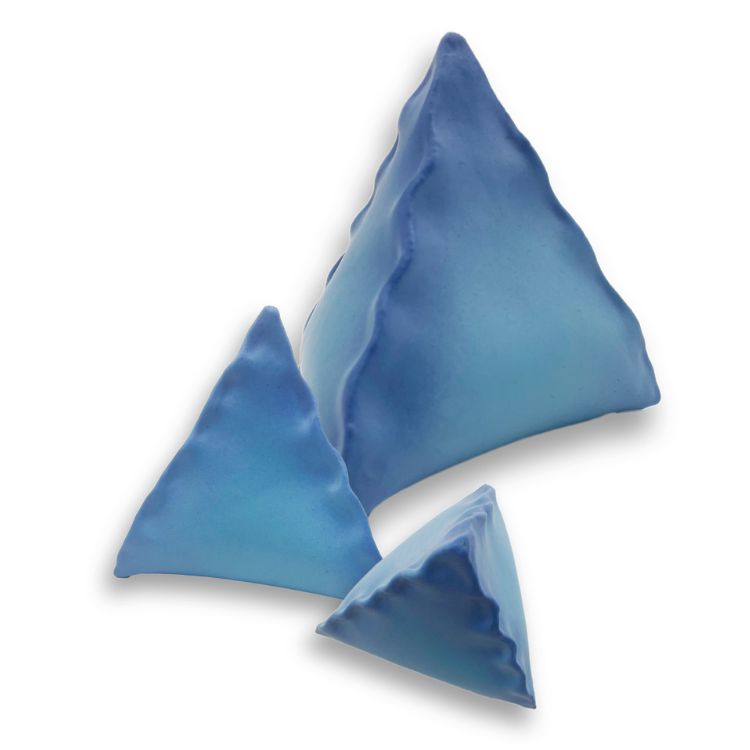 Piramide mini urnen in blauw keramiek