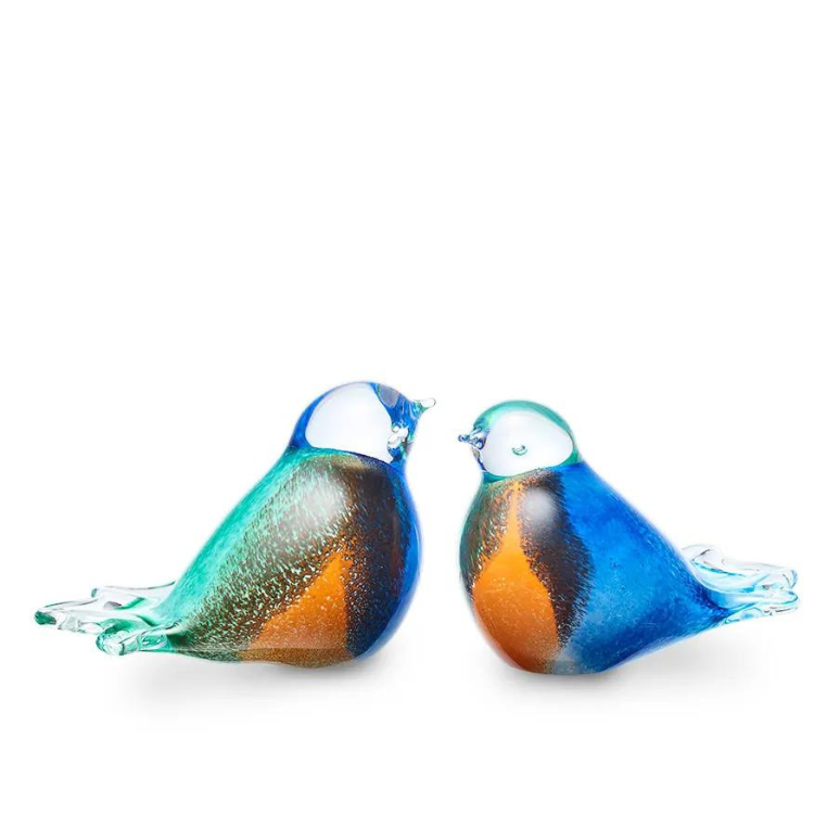 Vogel mini-urn van kristalglas: multi-color