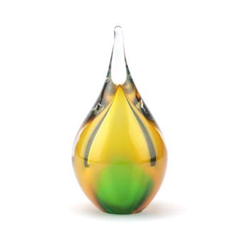 Druppel urn van glas kleur Gold-Green