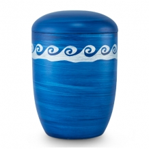 Eco urn van gips: Oceaan blauw met golven