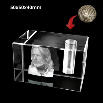 FotoGlas urn 50x40x40mm + vingerafdruk dopje