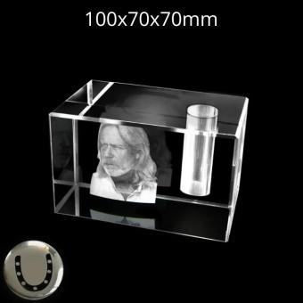 FotoGlas urn 100x70x70mm + hoefijzer dop