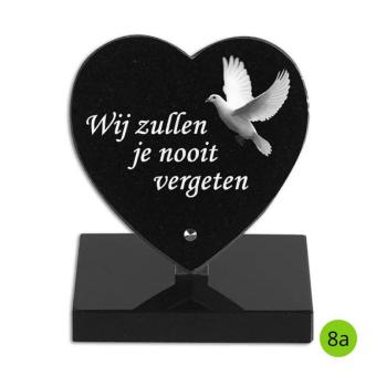 gedenk Hart 15x15cm met lasertekening