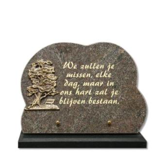 gedenksteen met bronzen landschap