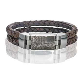 lederen armband L087-308 grijsbruin