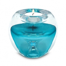 T-light urn van glas: tiffany-blue