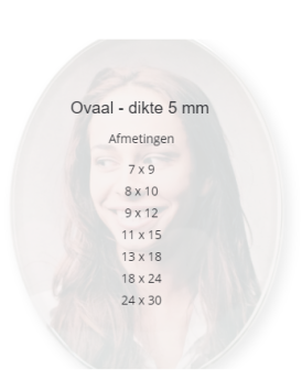 formaten kristalfoto Ovaal 5mm