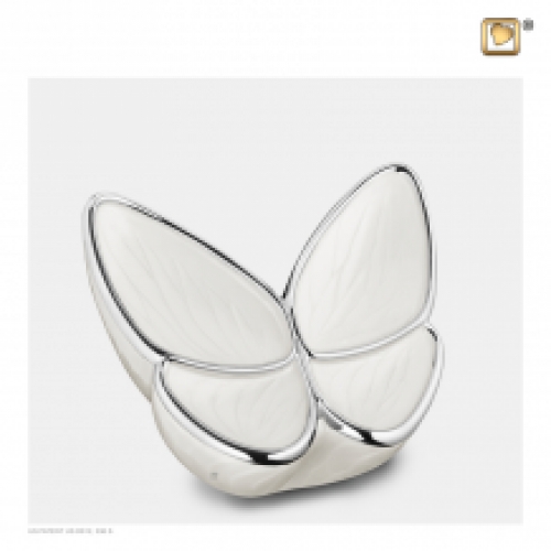 Butterfly urn met parel-witte vleugels M1042