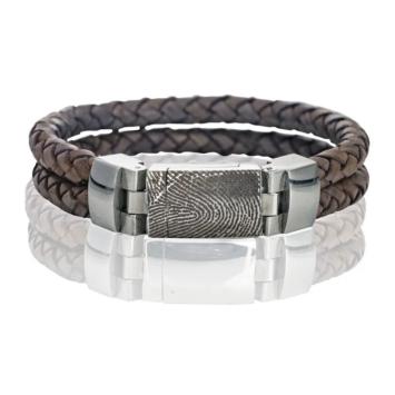 lederen armband L087-308 grijsbruin