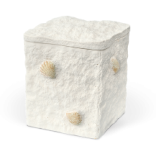 Zee urn kleur wit van kalk met schelpen decoratie