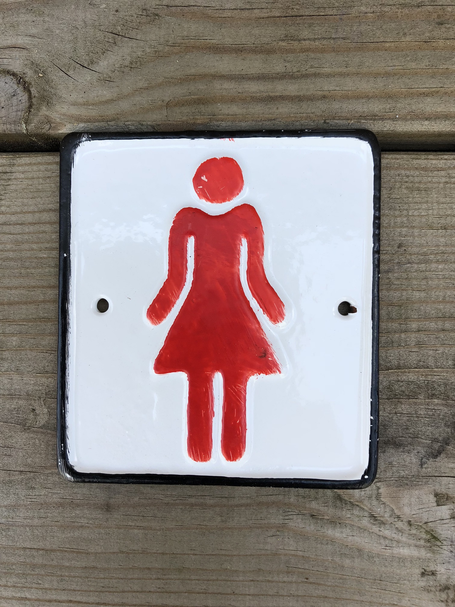 Schildersatz für die Toilettentür, Gusseisen lackiert, Mann + Frau