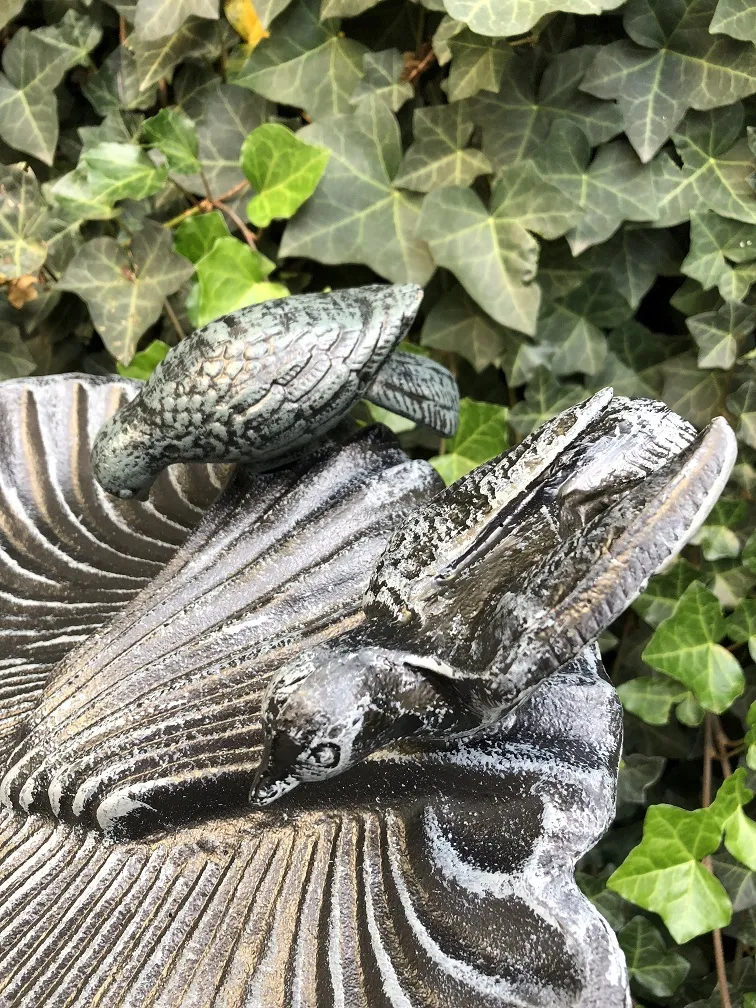 Bain D'Oiseau Mangeoire à Oiseaux Grainetier Abreuvoir Baignoire En Fonte Vert