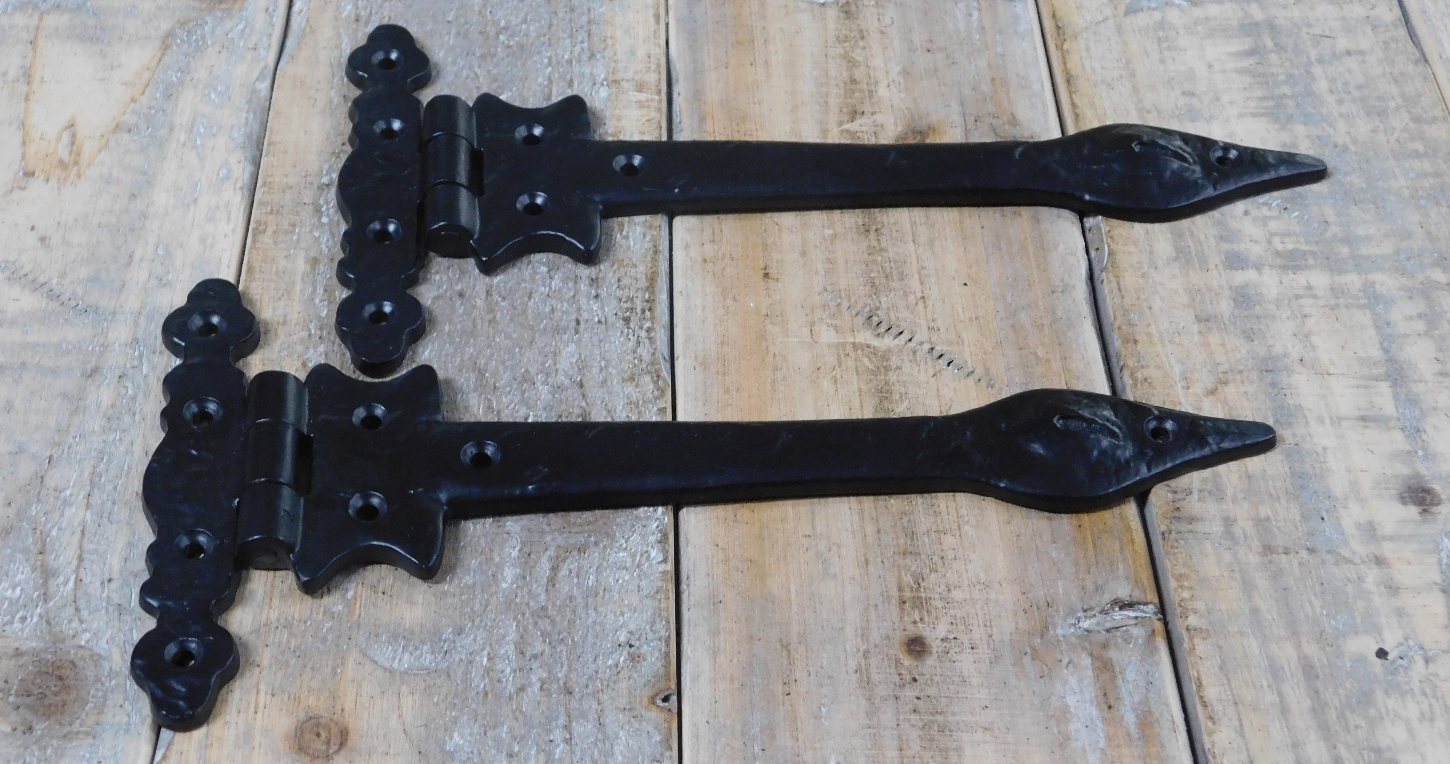 2 x Türscharniere, Türband, schwarzes Brustband antikes Eisen Türscharnier mittelalterlich