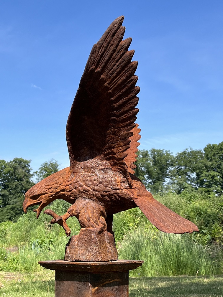 Adler auf Sockel, komplett aus Gusseisen, Gartenstatue, exklusive Statue