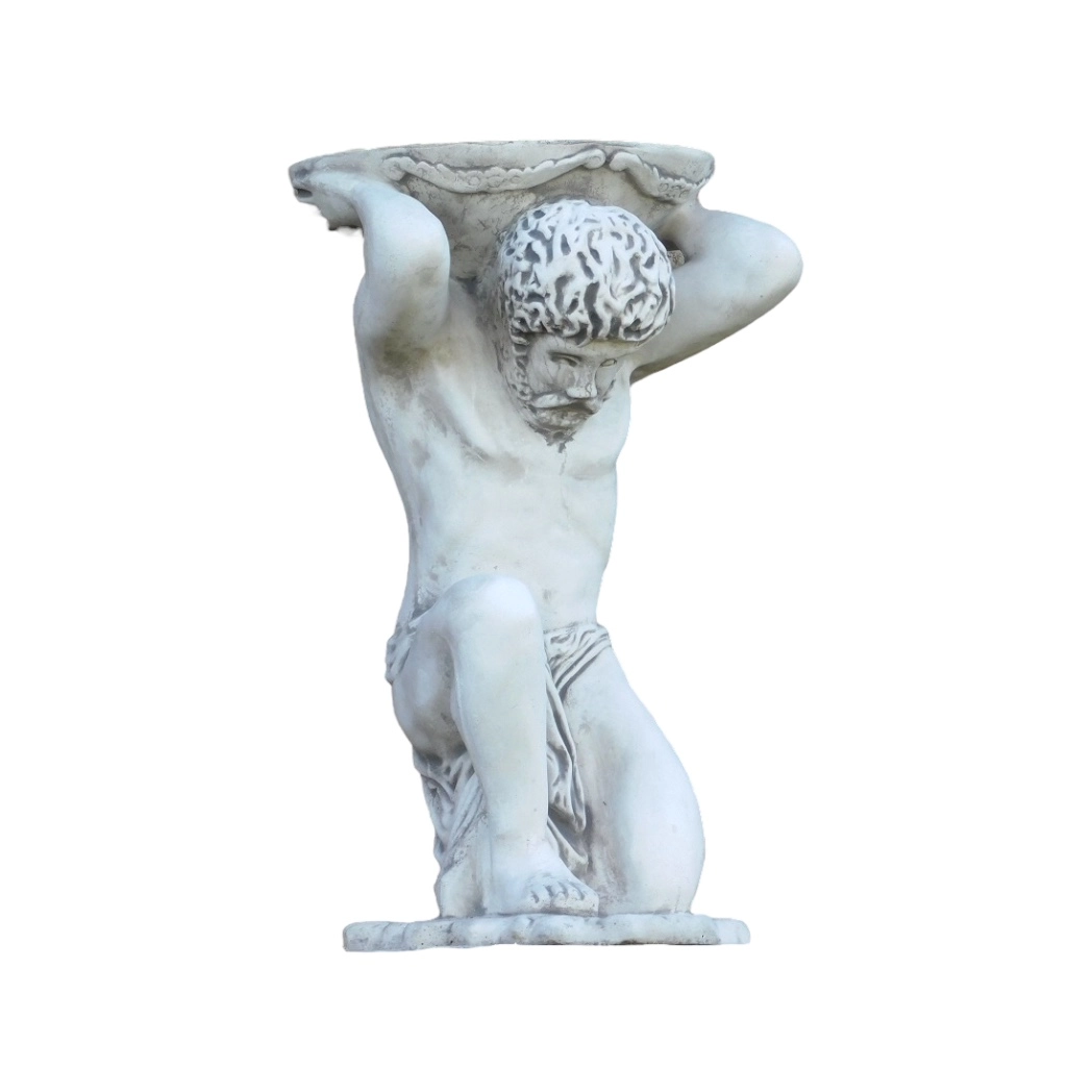 Atlas met schaal - stenen beeld - 70 cm - klassiek wit
