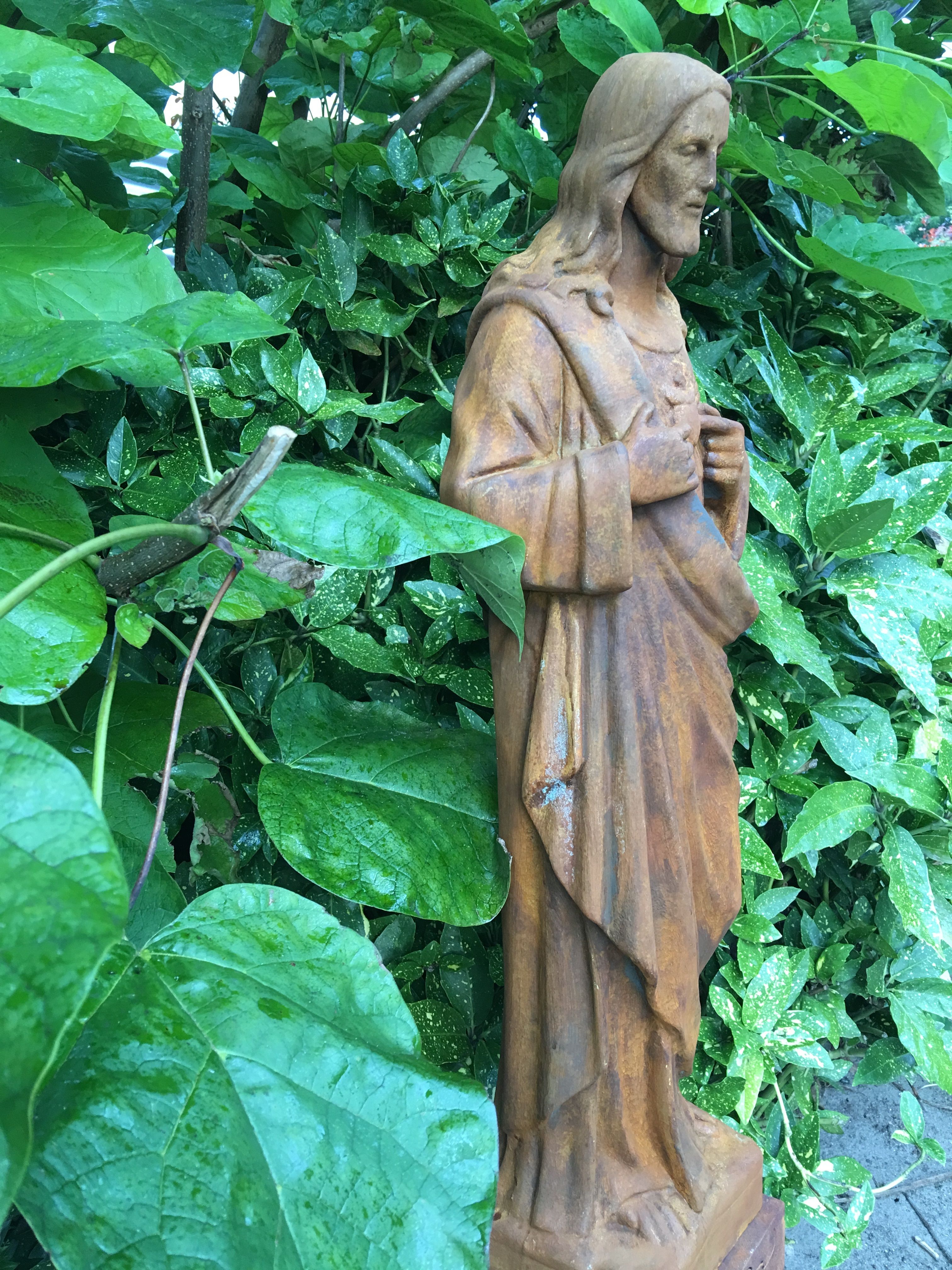Statue des heiligen Herzens Jesu, massiver Stein, Farbe Oxid, schönes Aussehen!