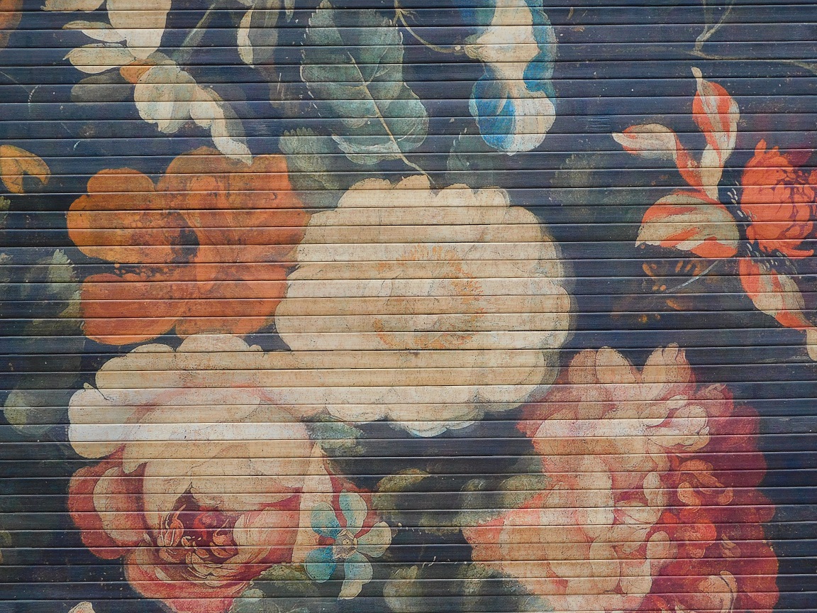 Wanddecoratie bamboe Bloemen - met ophangtouw