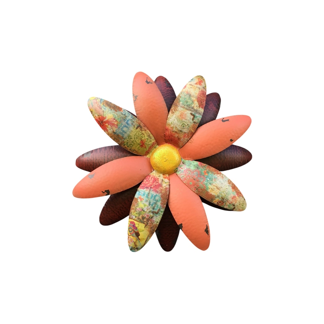 Metallblume - rot/rosa - Wanddekoration