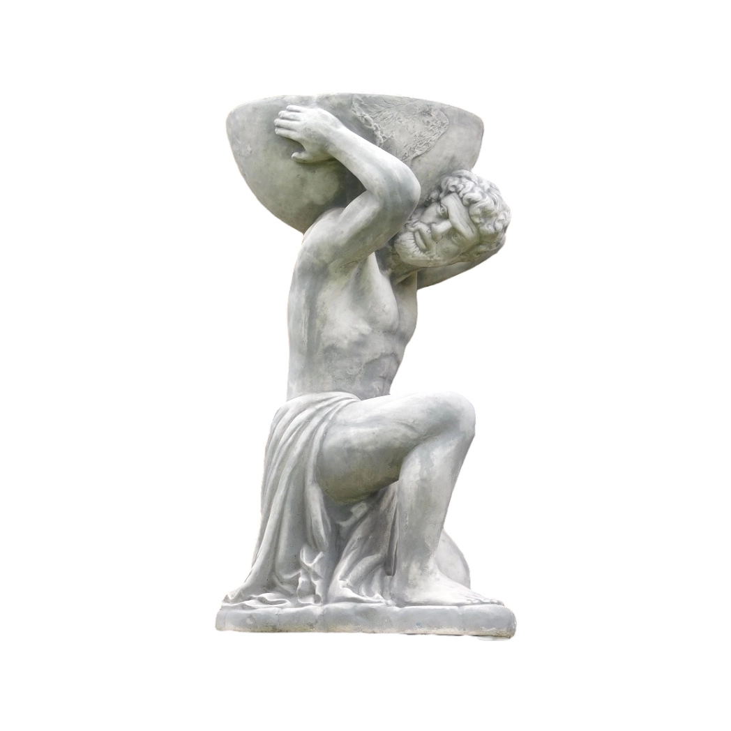 Atlas met bloempot - stenen beeld - 85 cm - klassiek