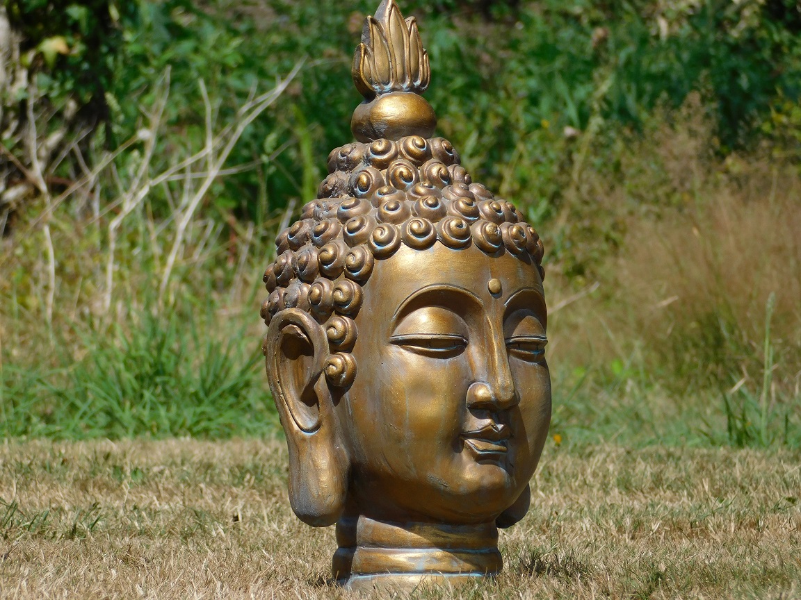 Buddha-Kopf, Polystein-Terrakotta, schöner schwerer Kopf
