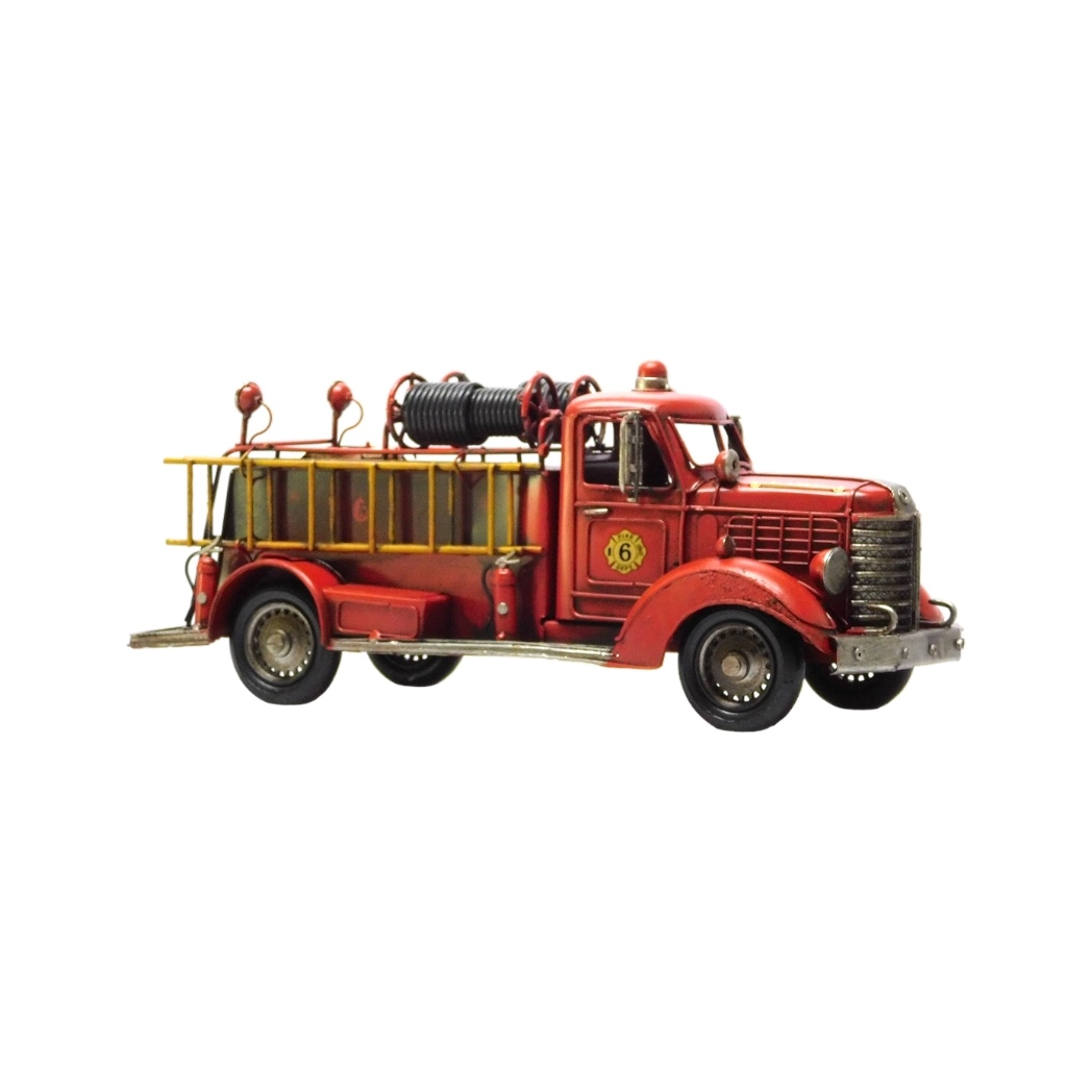 Vehicule Métal Deco Vintage - Ancien Camion Pompier (30x12cm) - DÉCO