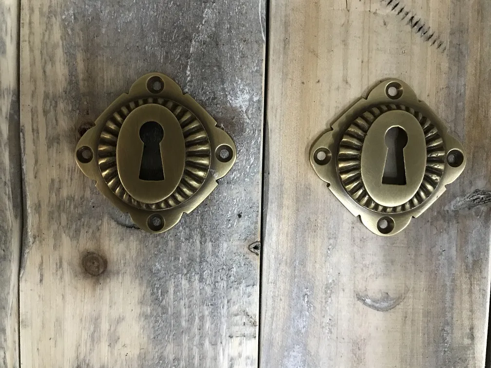 Renovatiegarnituur II deurbeslag, langschild in set van 2, roestvrij staal gepolijst/gesatineerd glanzend gelakt voor 2 kamerdeuren met gekleurde baardgaten, deurklink, deurgreep