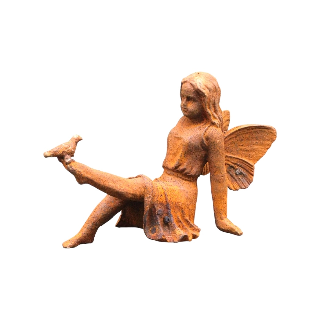 Bloem Fairy Elf Dansen Met Paardebloem Sculptuur Engel Metaal Ambacht Staaldraad Huis Decoratie Tuin Cijfers Kamer Decoratie B