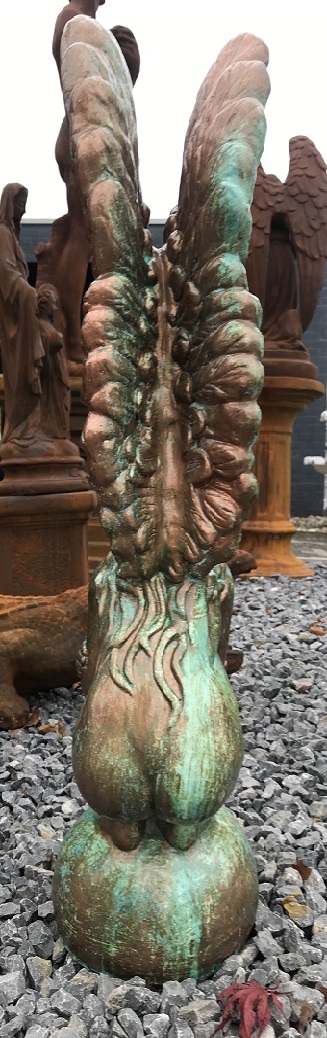 Knielende engel in een prachtige koper-brons-look, bijzonder beeld!
