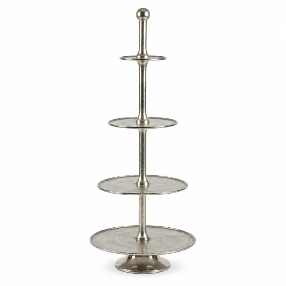 Zilverkleurige XL etagère – aluminium – 4-laags – 125 cm
