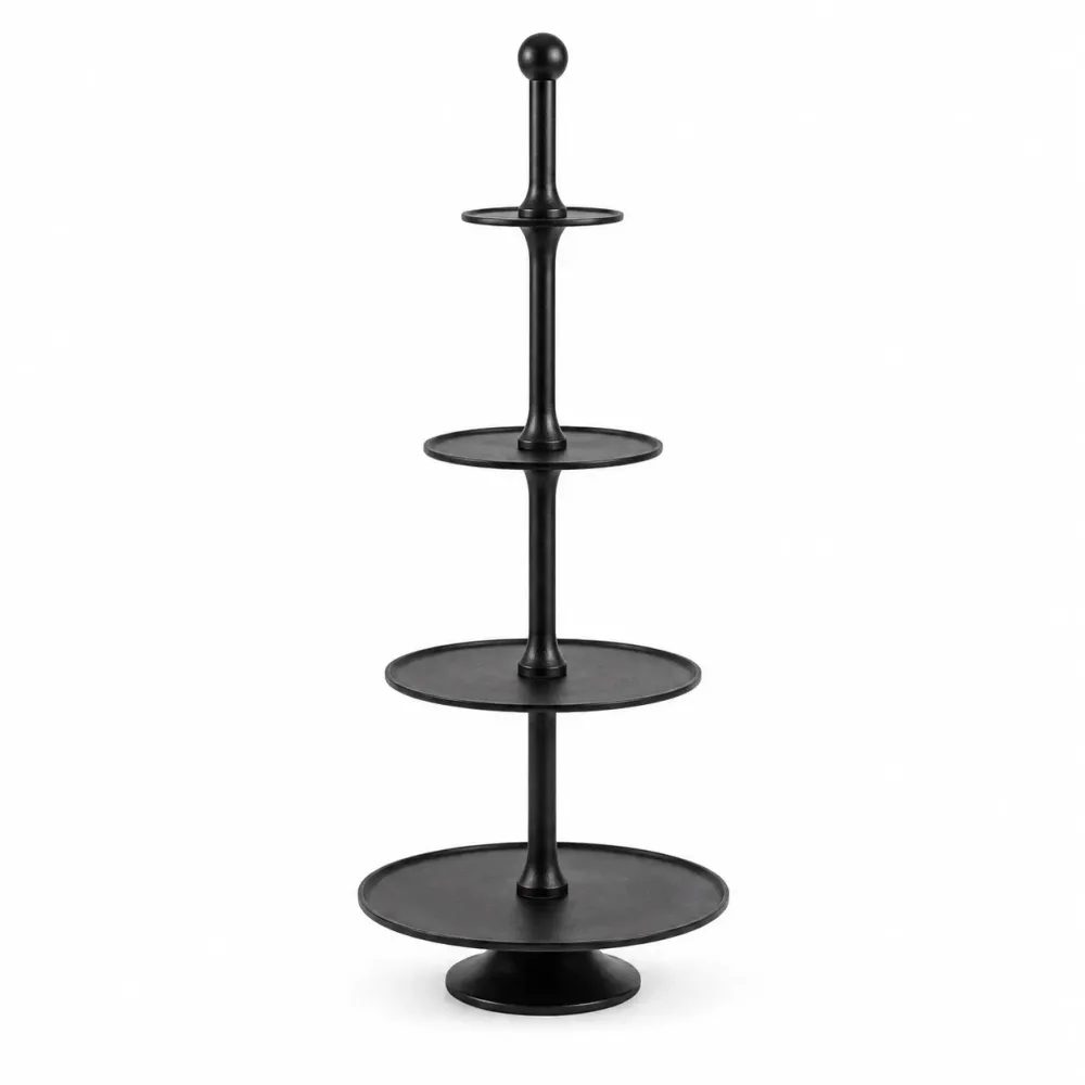 Zwarte XL etagère van aluminium – 4-laags – 125 cm hoog