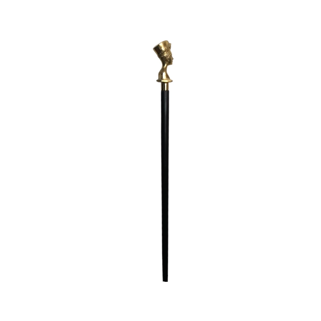 Canne Ou Bâton De Marche Ancien Style Victorien - Bois Noir Avec Pommeau Tête De Cheval Laiton
