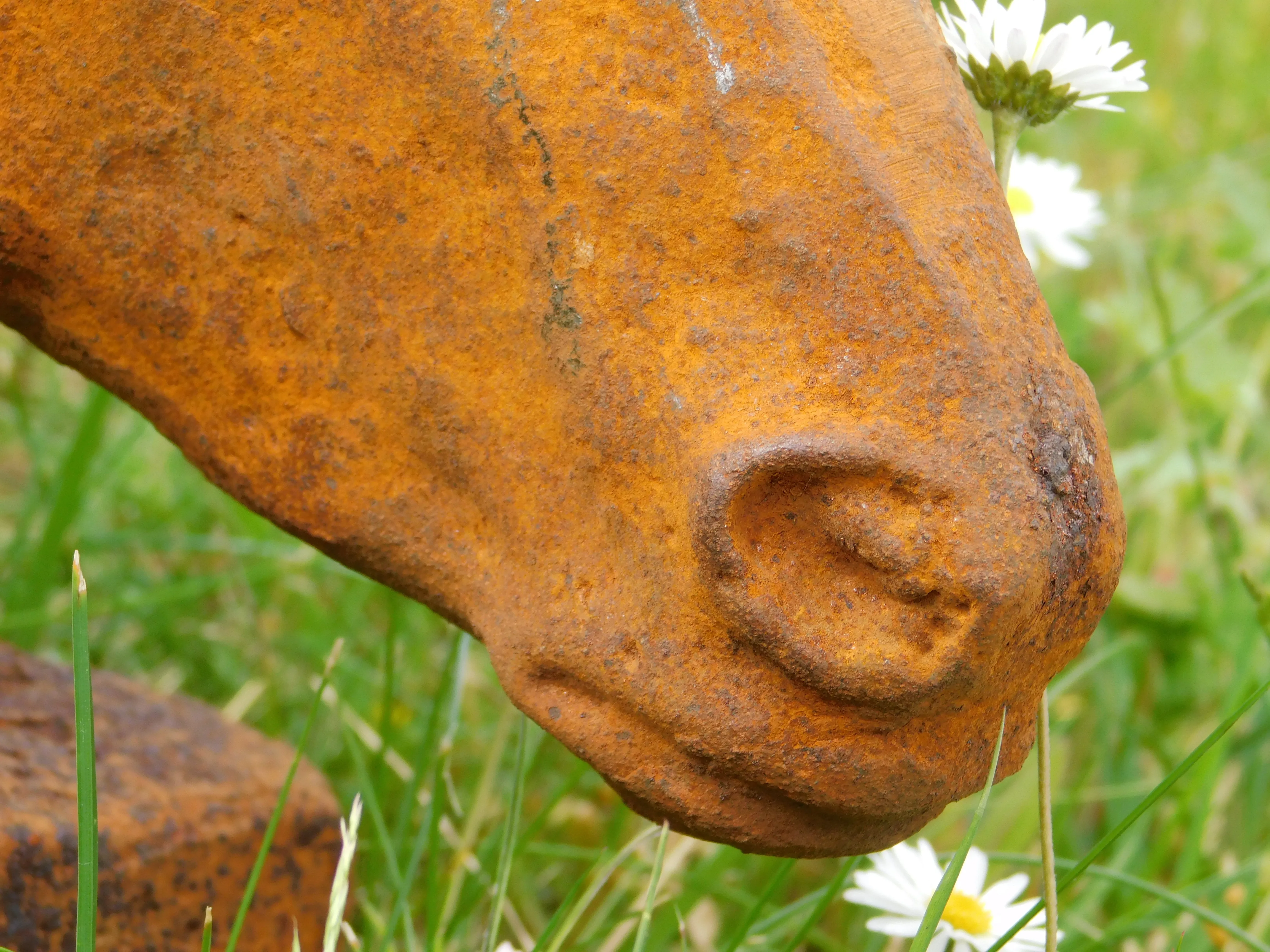 Pferdekopfstatue, Gartenstatue Pferd, Gusseisen, rustikal