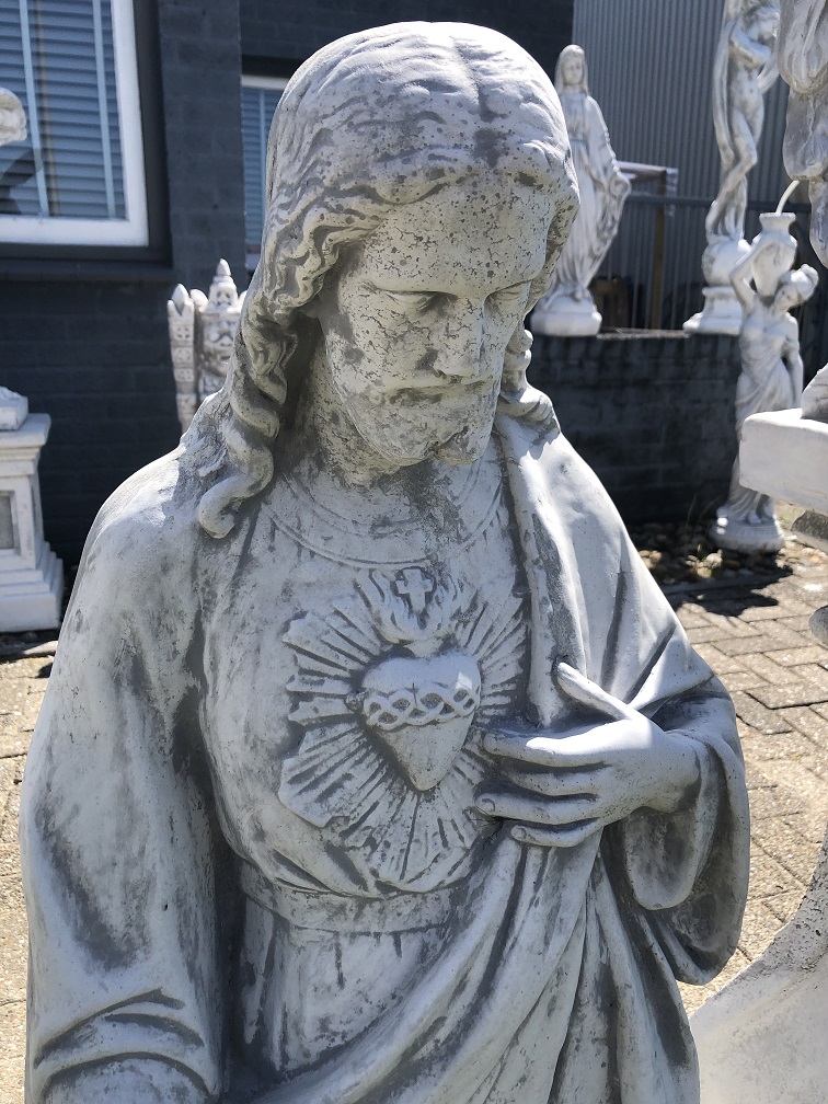 Jesus Herz-Jesu-Statue XXL, massiver Stein, schönes Aussehen!