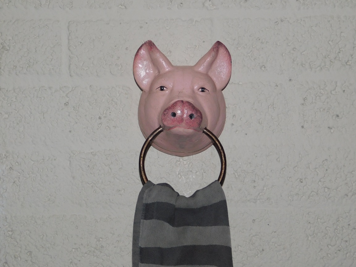 Handdoek ring 'Pig Head' - varkenskop - gietijzer