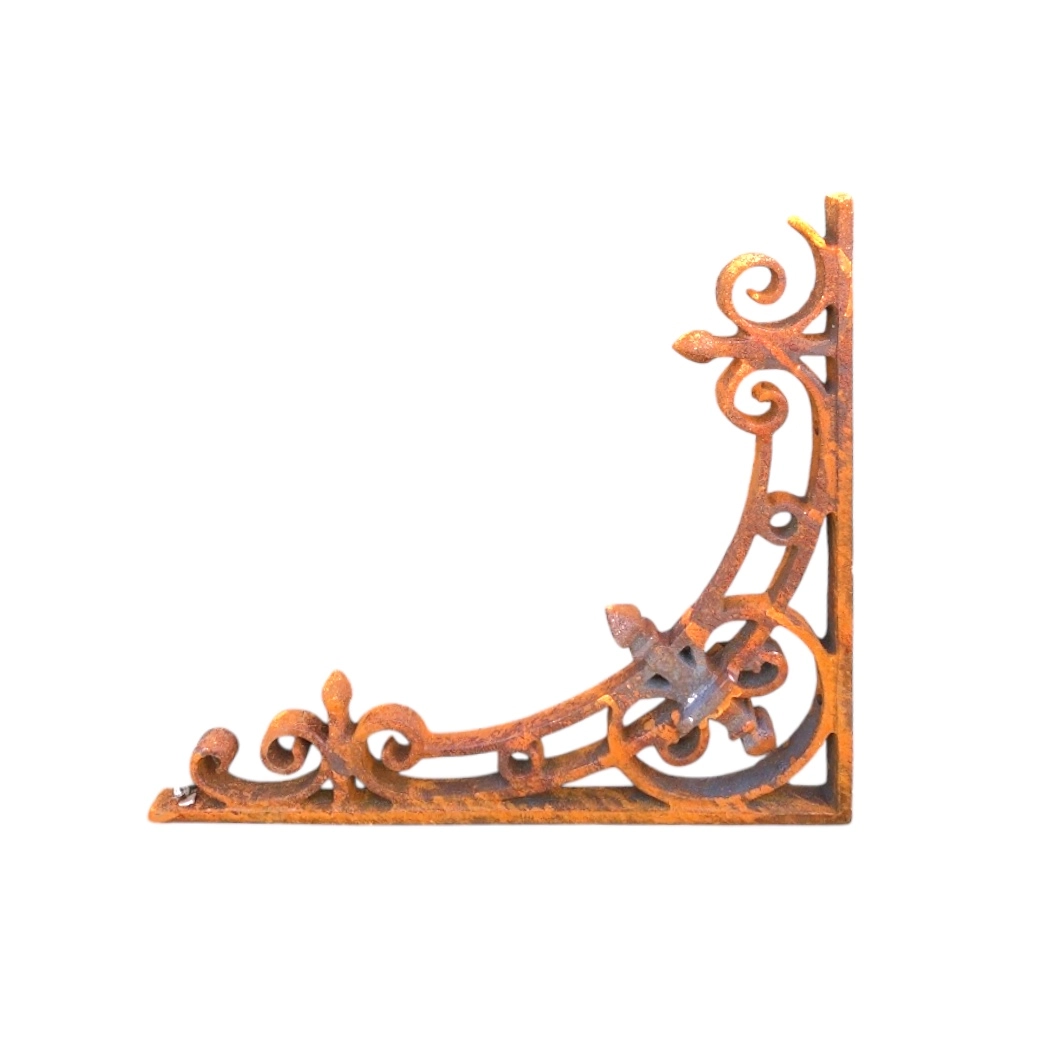 XFAK Support pour Étagère Mural Equerre Etagere en Fonte Équerre De Fixation Ancien pour Etagères De 25cm 30cm 35cm Supports en Metal, Vintage(2X