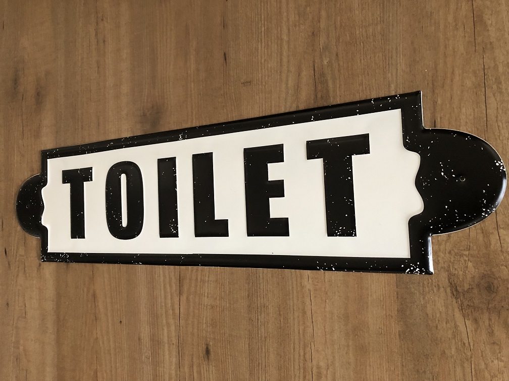 Wandschild, Namensschild XL, mit Text: Toilette im Altbau-Look