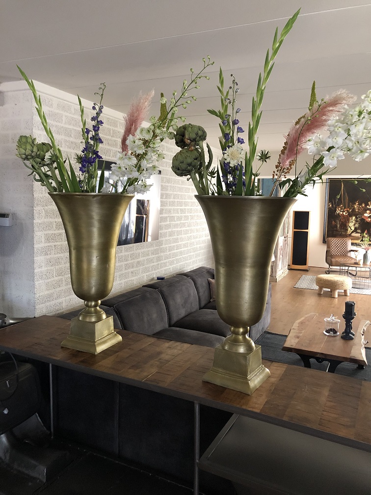 Exclusieve vazen, kunst / design vaas set voor in huis, goud / gold