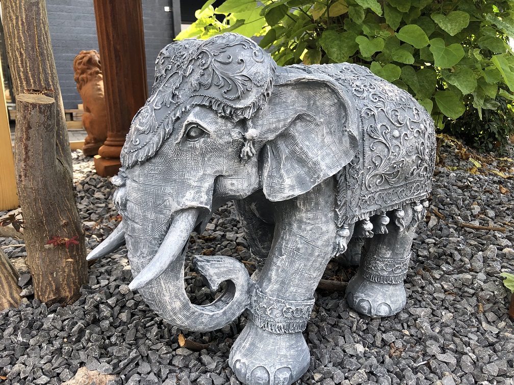 Elefant Indien, Dekoration, Kultur, Asien, Statue, Vintage, traditionell, Polystone grau