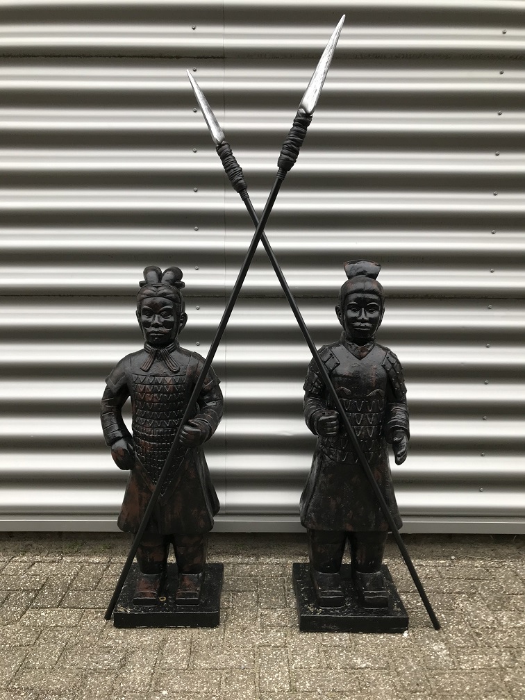 Set Japanse krijgers, tuinbeelden, steen, camouflage-black