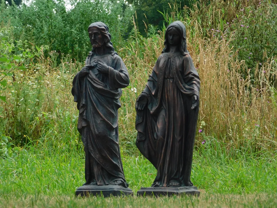 opbouwen jury Blaast op Tuinbeelden Jezus en Maria, polystone, set van 2 beelden