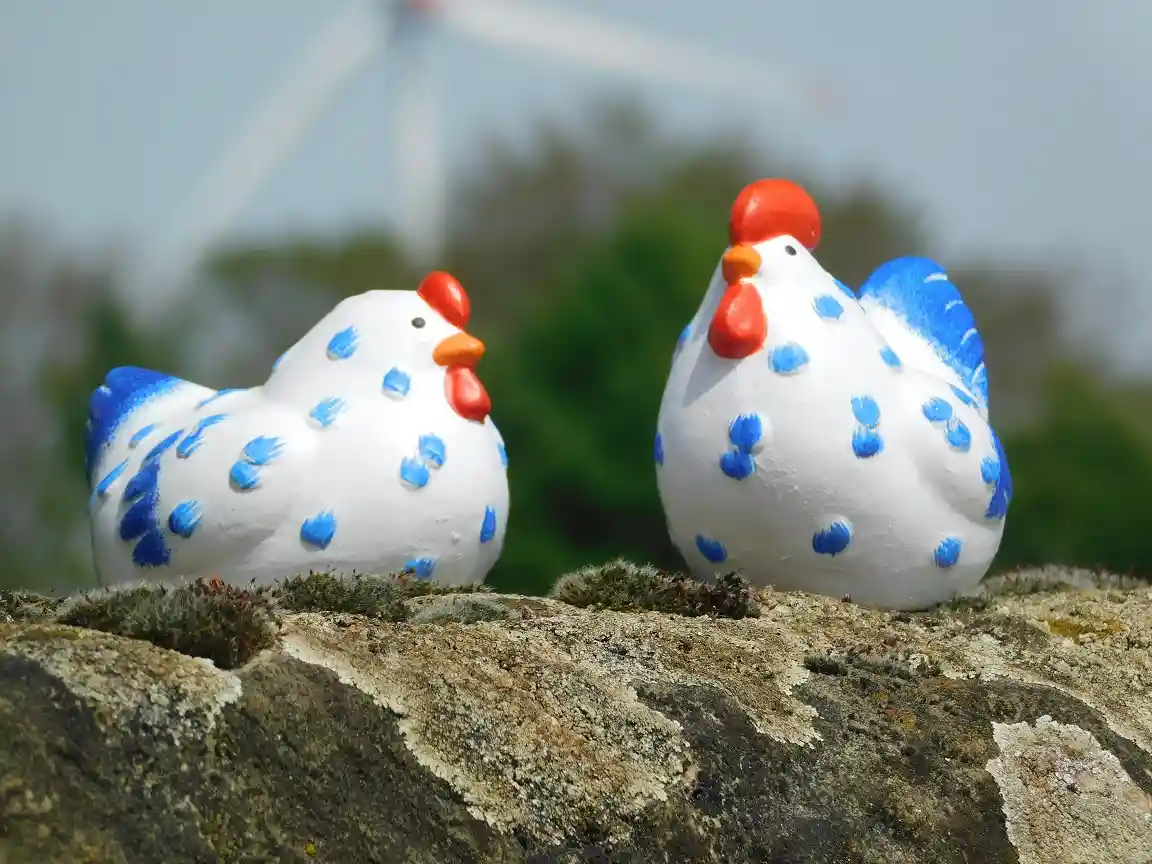 Figurine Céramique Coq/poule – Peinte Laquée – Vintage – Made In France