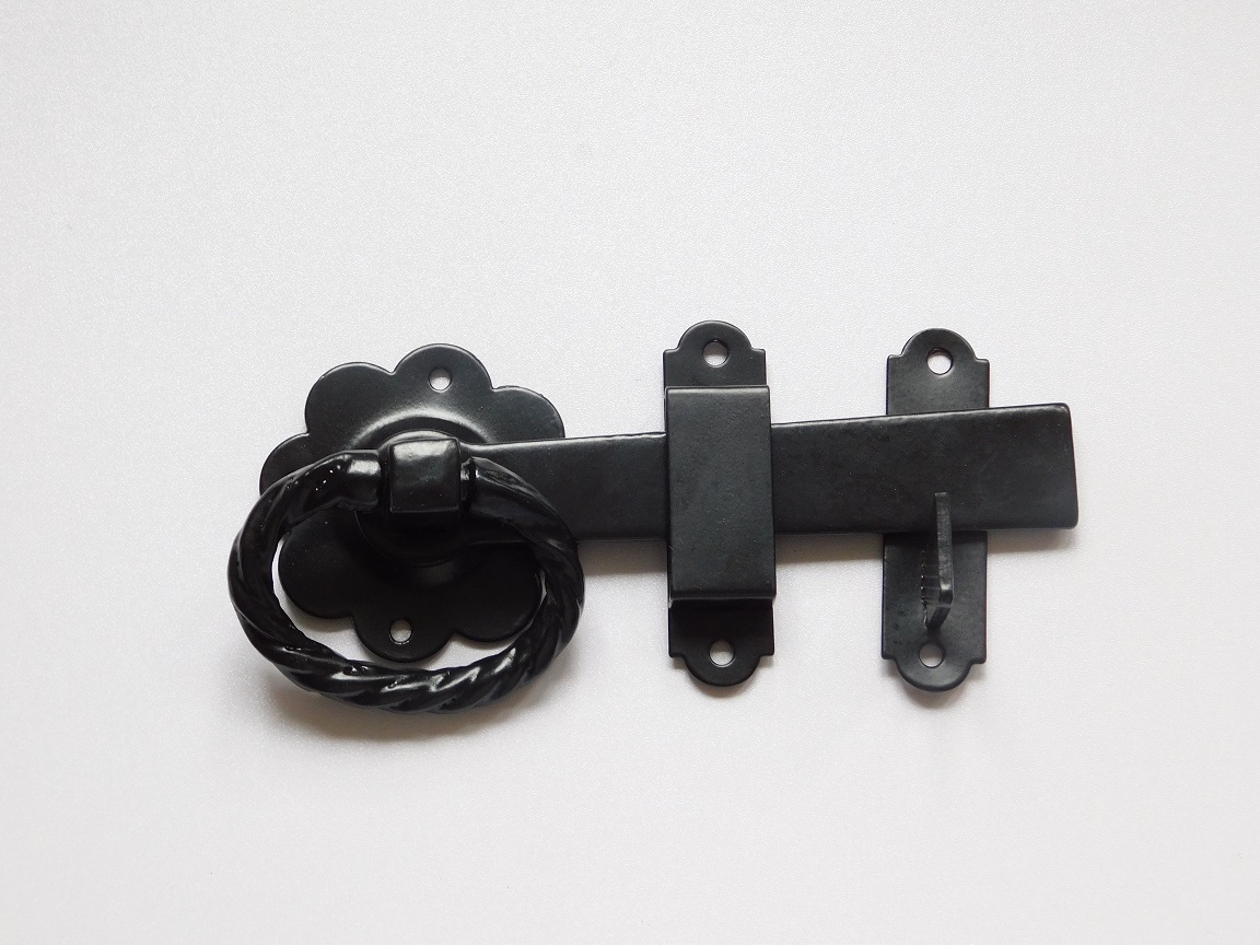 Torschloss mit Ringverschluss oval - 150mm - schwarz