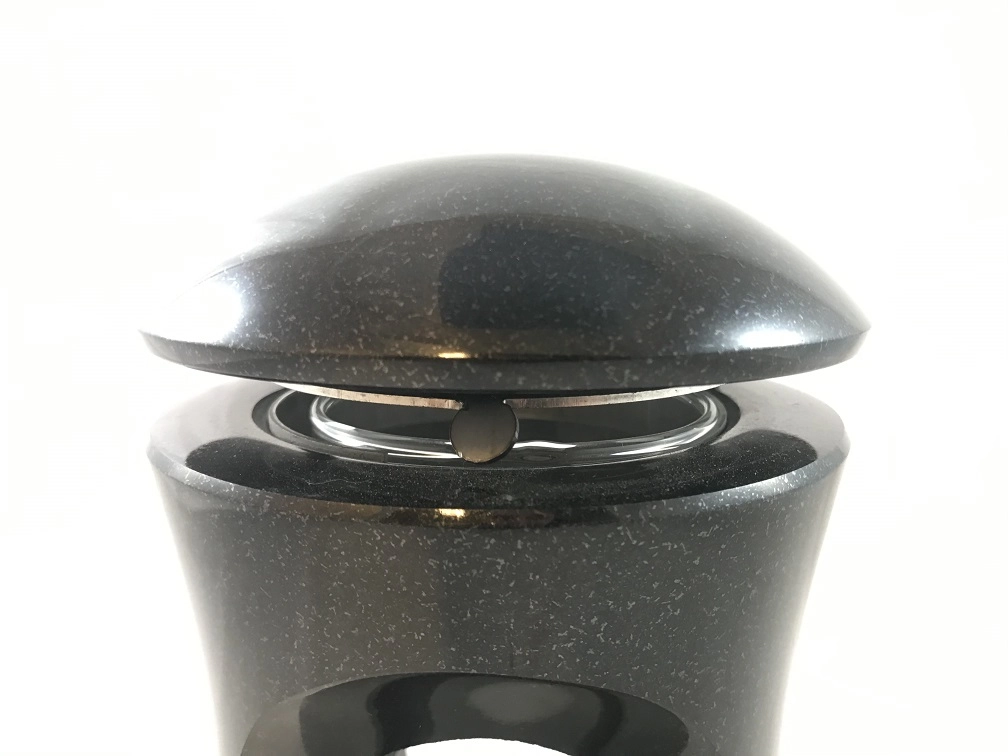Lanterne Funéraire Anthracite Avec Croix – Granit Et Aluminium, Hauteur 27 Cm, Résistante Aux Intempéries
