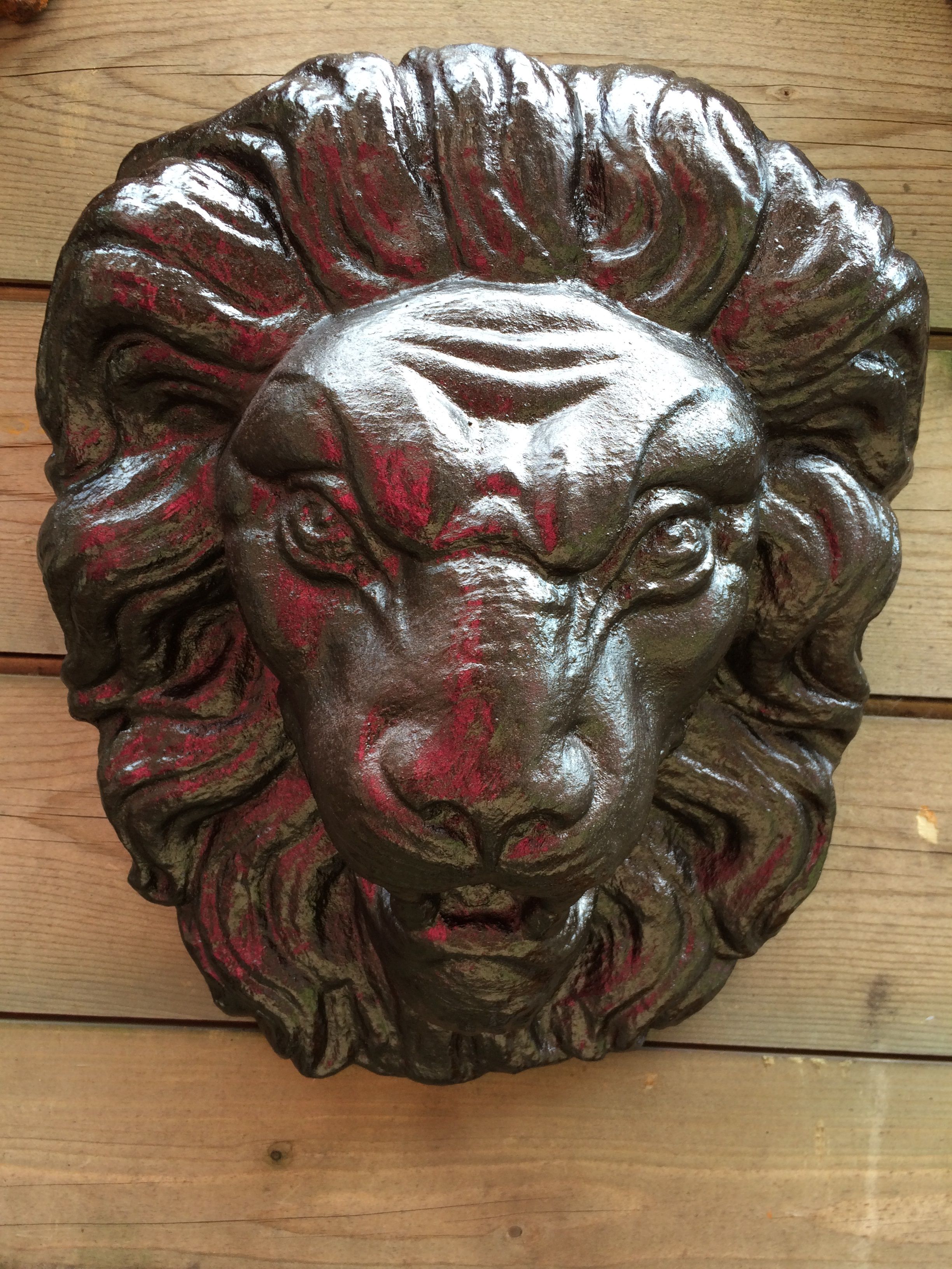 Großer Löwenkopf, Vollstein, helle Bronze super schön!