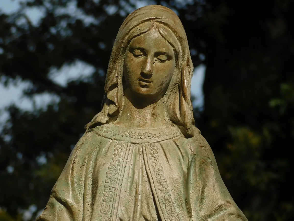 Maria - polystone beeld - 80 cm - ecru-kleur - robuust