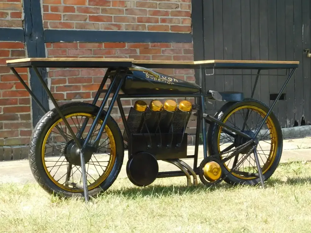 Table d'appoint moto – table de bar industrielle avec casier à vin